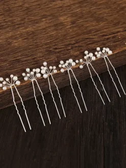 Coiffes de mariage Accessoires de cheveux de mariée en métal blanc