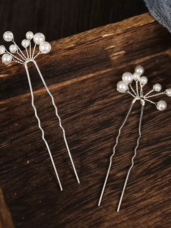 Coiffes de mariage Accessoires de cheveux de mariée en métal blanc