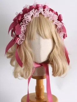 Coiffe Sweet Lolita Accessoires N艙uds roses Volants N艙ud en dentelle Bandeau