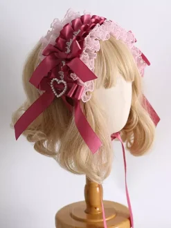 Coiffe Sweet Lolita Accessoires N艙uds roses Volants N艙ud en dentelle Bandeau