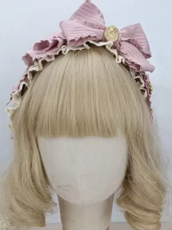 Coiffure Accessoires Mginonne Lolita Cameo Pink Ruffles Bows Couvre-chef Divers