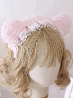 Coiffure Lolita douce dentelle rose fibre de polyester chapeaux dentelle accessoires de cheveux Lolita