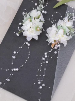 Coiffure Lolita Style Chinois Fleurs Beige Chaînes Perles Accessoire Métal Divers