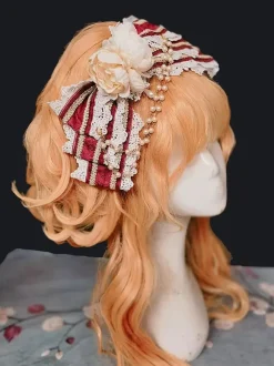 Coiffure ROCOCO Style Lolita accessoires bordeaux dentelle Polyester n艙ud papillon divers