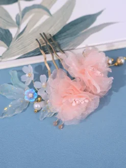 Coiffure Accessoires Lolita De Style Chinois Vintage Fleurs Roses Perles