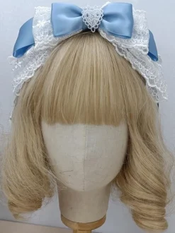 Coiffure Accessoires Lolita Style Rococo n艙uds en dentelle rose camée