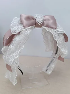 Coiffure Accessoires Lolita Style Rococo n艙uds en dentelle rose camée