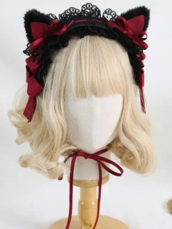 Coiffure Lolita Gothique N艙uds Dentelle Volants Accessoire Polyester