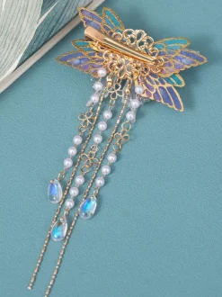 Coiffure Lolita Style Chinois Lilas Papillon Perles Chaînes Accessoire Métal Divers