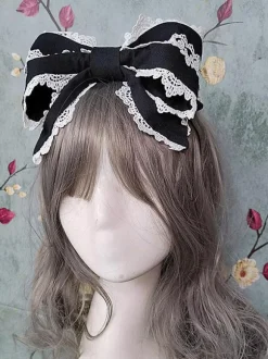 Coiffure Rococo Style Lolita Accessoires Noir Dentelle Volants Couvre-chef Polyester Divers