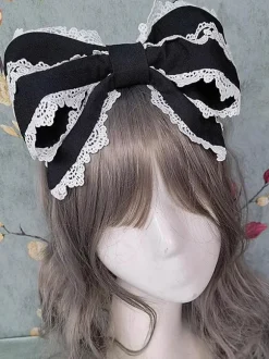 Coiffure Rococo Style Lolita Accessoires Noir Dentelle Volants Couvre-chef Polyester Divers