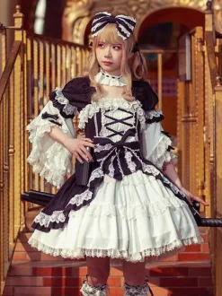 Coiffure Rococo Style Lolita Accessoires Noir Dentelle Volants Couvre-chef Polyester Divers