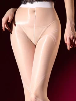 Collants transparents brillants lingerie sans entrejambe