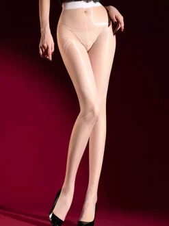 Collants transparents brillants lingerie sans entrejambe