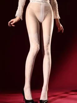 Collants et bas pour femmes imprimé floral bordeaux rouge grenat faux collants porte-jarretelles