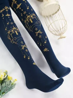 Collants Lolita noir Déguisements Halloween Demon Cross Gilding velours Lolita Jersey