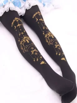 Collants Lolita noir Déguisements Halloween Demon Cross Gilding velours Lolita Jersey