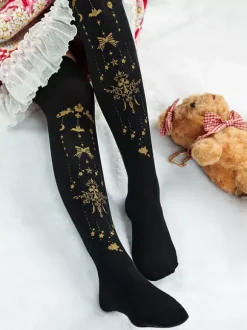Collants Lolita noir Déguisements Halloween Demon Cross Gilding velours Lolita Jersey