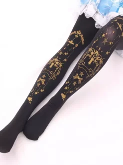 Collants Lolita noir Déguisements Halloween Demon Cross Gilding velours Lolita Jersey