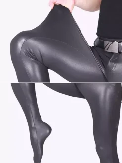 Collants pour hommes en cuir verni pour moto petites jambes vêtements de scène pantalons serrés
