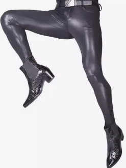 Collants pour hommes en cuir verni pour moto petites jambes vêtements de scène pantalons serrés