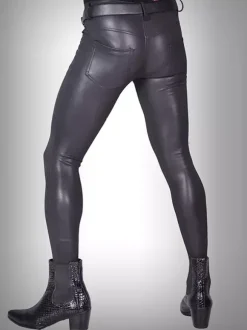 Collants pour hommes en cuir verni pour moto petites jambes vêtements de scène pantalons serrés