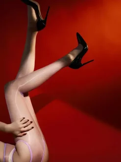 Collants sexy à entrejambe ouverte ultra fins noirs brillants avec effet Aurora Shine