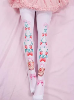 Collants Sweet Lolita Rose Spandex Motif Fruits Accessoires Lolita