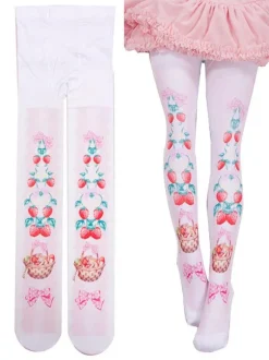 Collants Sweet Lolita Rose Spandex Motif Fruits Accessoires Lolita