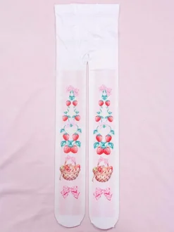 Collants Sweet Lolita Rose Spandex Motif Fruits Accessoires Lolita