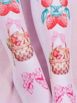 Collants Sweet Lolita Rose Spandex Motif Fruits Accessoires Lolita
