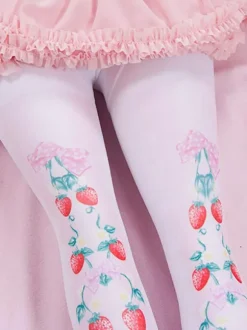 Collants Sweet Lolita Rose Spandex Motif Fruits Accessoires Lolita
