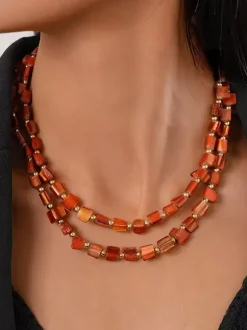 Collier coquillage chaîne à maillons irréguliers style européen 45-60 cm bijou décontracté pour adulte et fille.