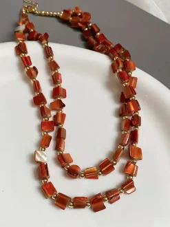 Collier coquillage chaîne à maillons irréguliers style européen 45-60 cm bijou décontracté pour adulte et fille.