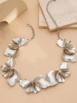 Collier en métal chaîne à maillons fleuris style européen 45-60 cm bijou décontracté pour adulte et fille.