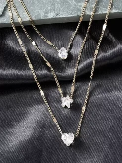 Collier Gouttes d'Eau Coeur Étoile Collier Élégant