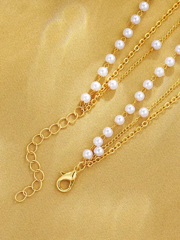 Collier Métal Perle Vintage Quotidien Simple Adulte Femme Bijoux Accessoires