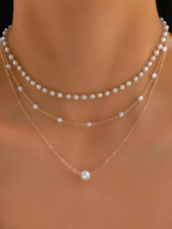 Collier Métal Perle Vintage Quotidien Simple Adulte Femme Bijoux Accessoires