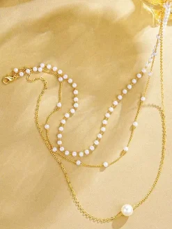 Collier Métal Perle Vintage Quotidien Simple Adulte Femme Bijoux Accessoires