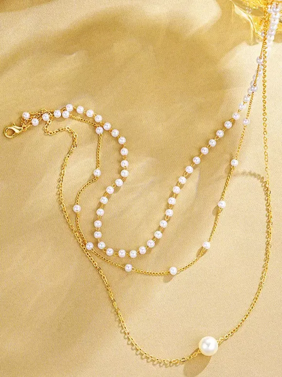 Collier Métal Perle Vintage Quotidien Simple Adulte Femme Bijoux Accessoires
