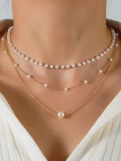 Collier Métal Perle Vintage Quotidien Simple Adulte Femme Bijoux Accessoires