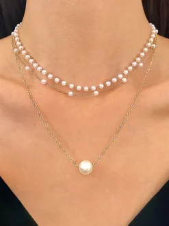 Collier Métal Perle Vintage Quotidien Simple Adulte Femme Bijoux Accessoires