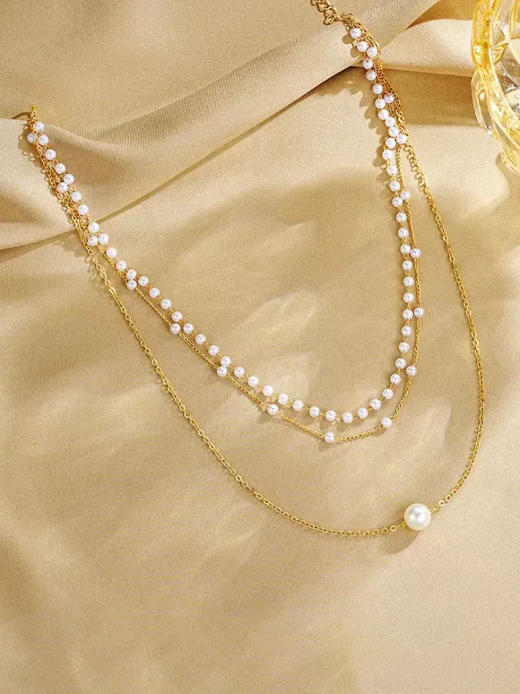 Collier Métal Perle Vintage Quotidien Simple Adulte Femme Bijoux Accessoires