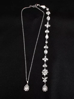 Collier pour mariée rhinestone argenté élégant