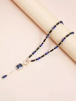 Collier carré en alliage de métal style européen