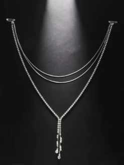 Collier de déclaration de mariage en argent avec strass bohème pour fille