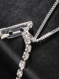 Collier de déclaration de mariage en argent avec strass bohème pour fille