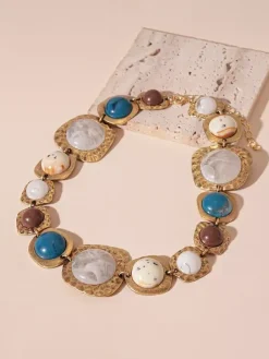 Collier en résine synthétique de 40 cm environ style géométrique vintage bijou décontracté pour femme ou adulte.