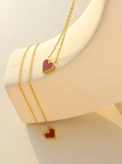 Collier pendentif coeur rouge pour femme 2026