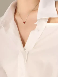 Collier pendentif coeur rouge pour femme 2026
